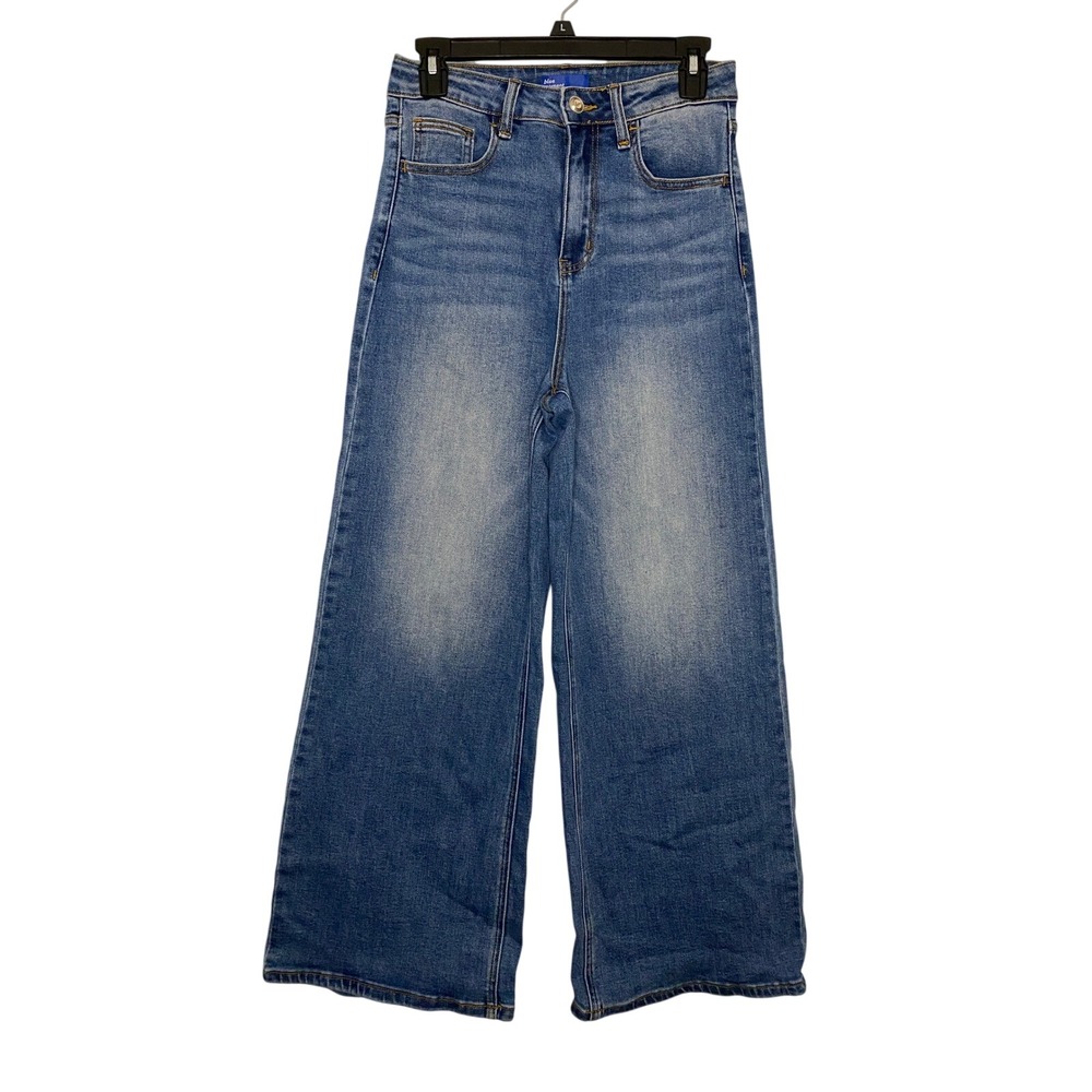 Blue Moment Womens High Rise Wide Leg Jeans Medium Wash Denim Size L Baggy Punk